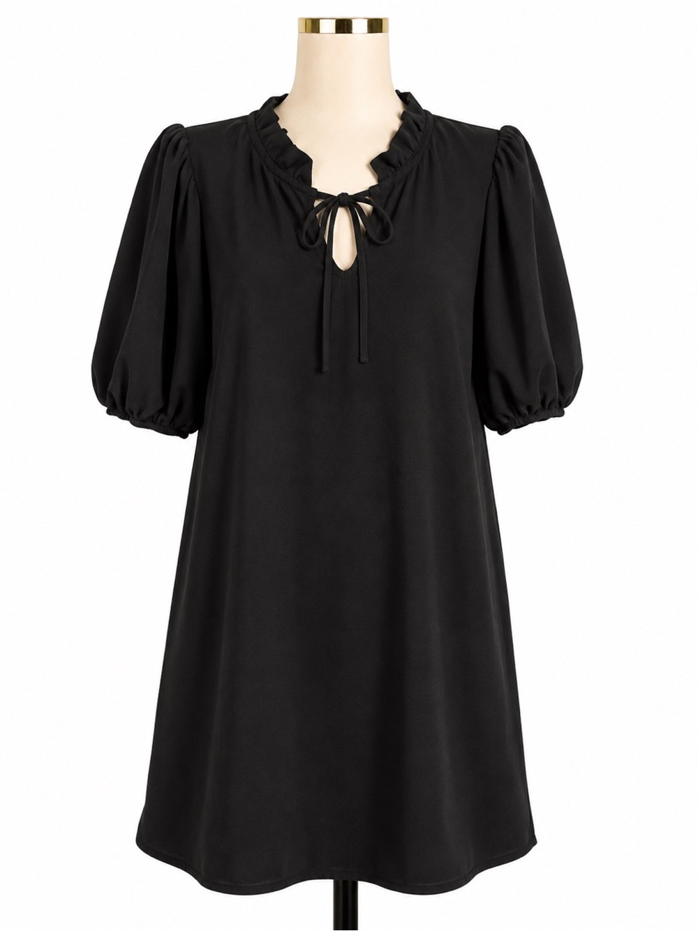 Isabel & Nina Black Tie-Neck Mini Dress